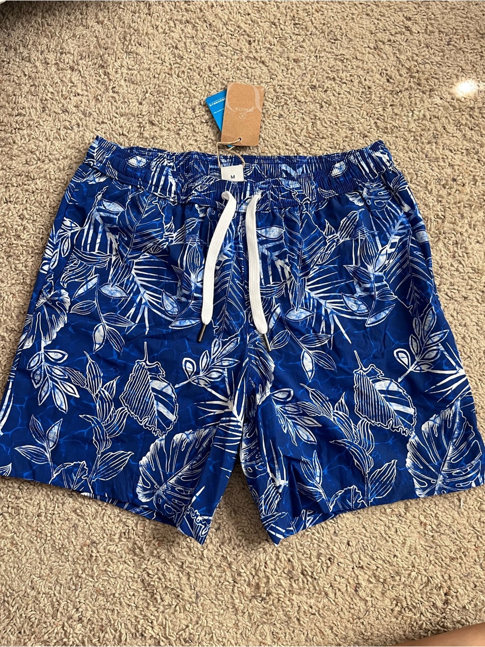 Men's Berlook Tropical Blue Drawstring Swim Trunks